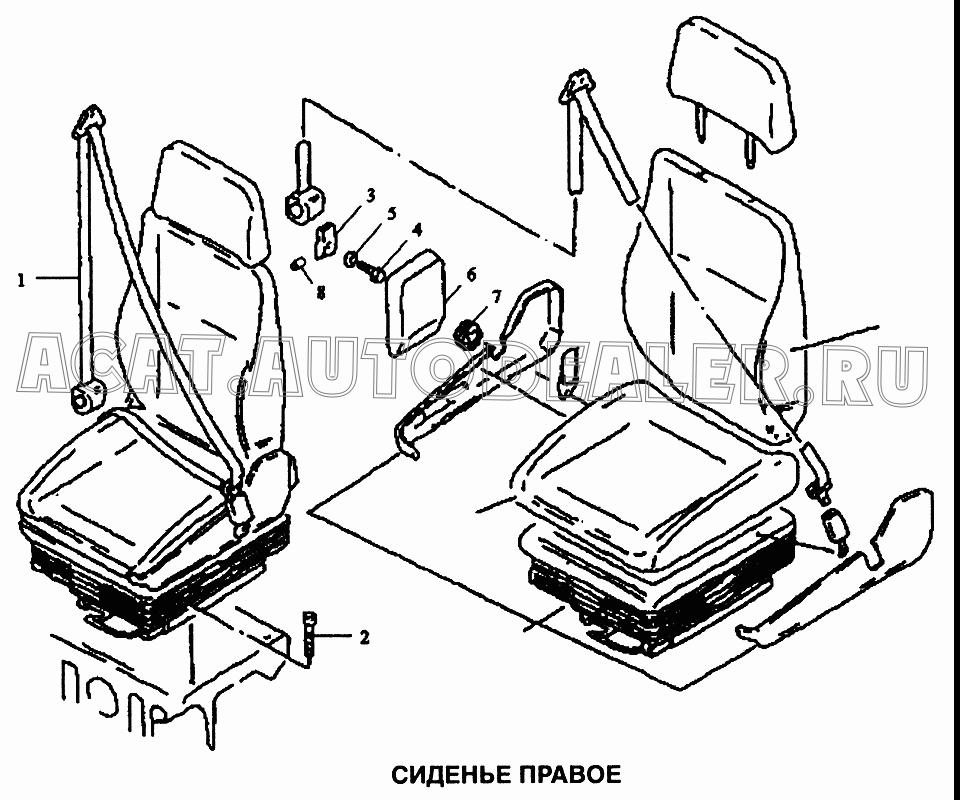 Сиденье правое в сборе 81.62301.6900 для Shaanxi самосвал