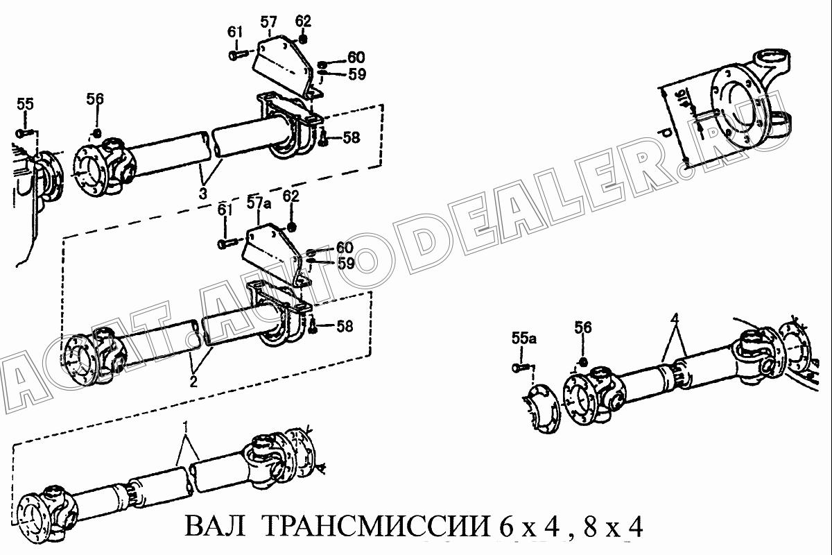 Вал привода заднего моста 6х4, 8х4 ZZ1257N13241/L для CNHTC Sinotruk Howo