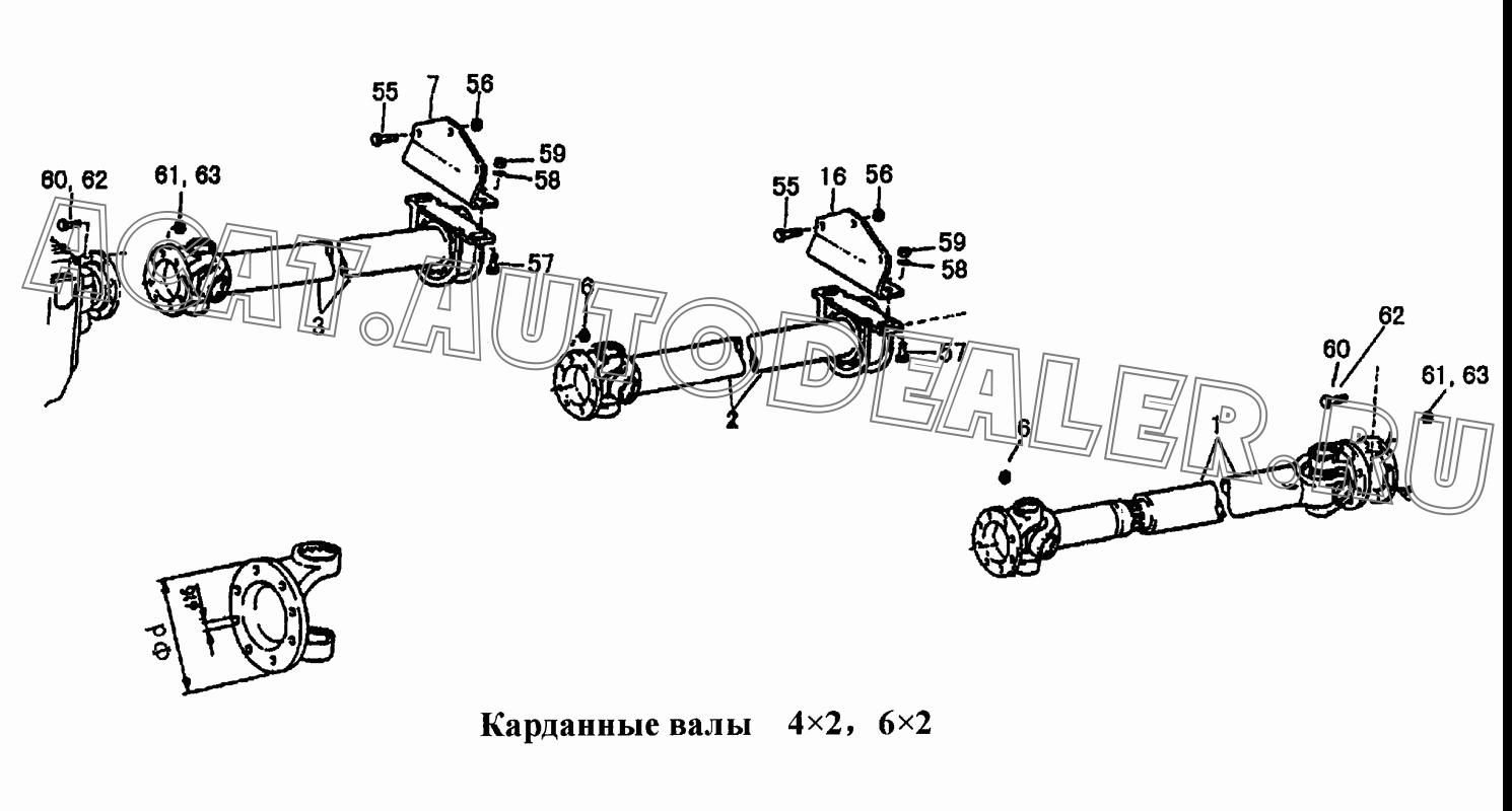 Карданный вал AZ9114310019 для CNHTC Sinotruk Hania