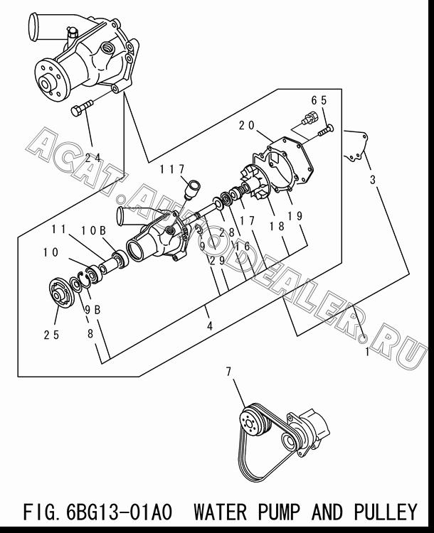 WATER PUMP ASS'Y 1-13650-018-1 для Isuzu 6BG1-1-T