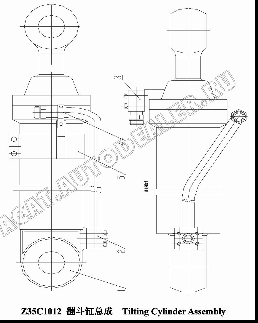 Tilting Cylinder ZL35G140/75H.00 для ChengGong CG935G