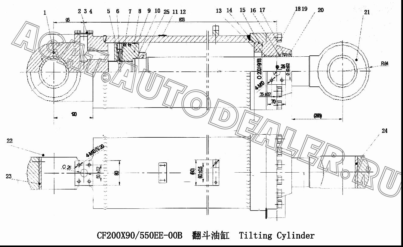 Cylinder CF200X90/550/EE.01 для ChengGong CG958G