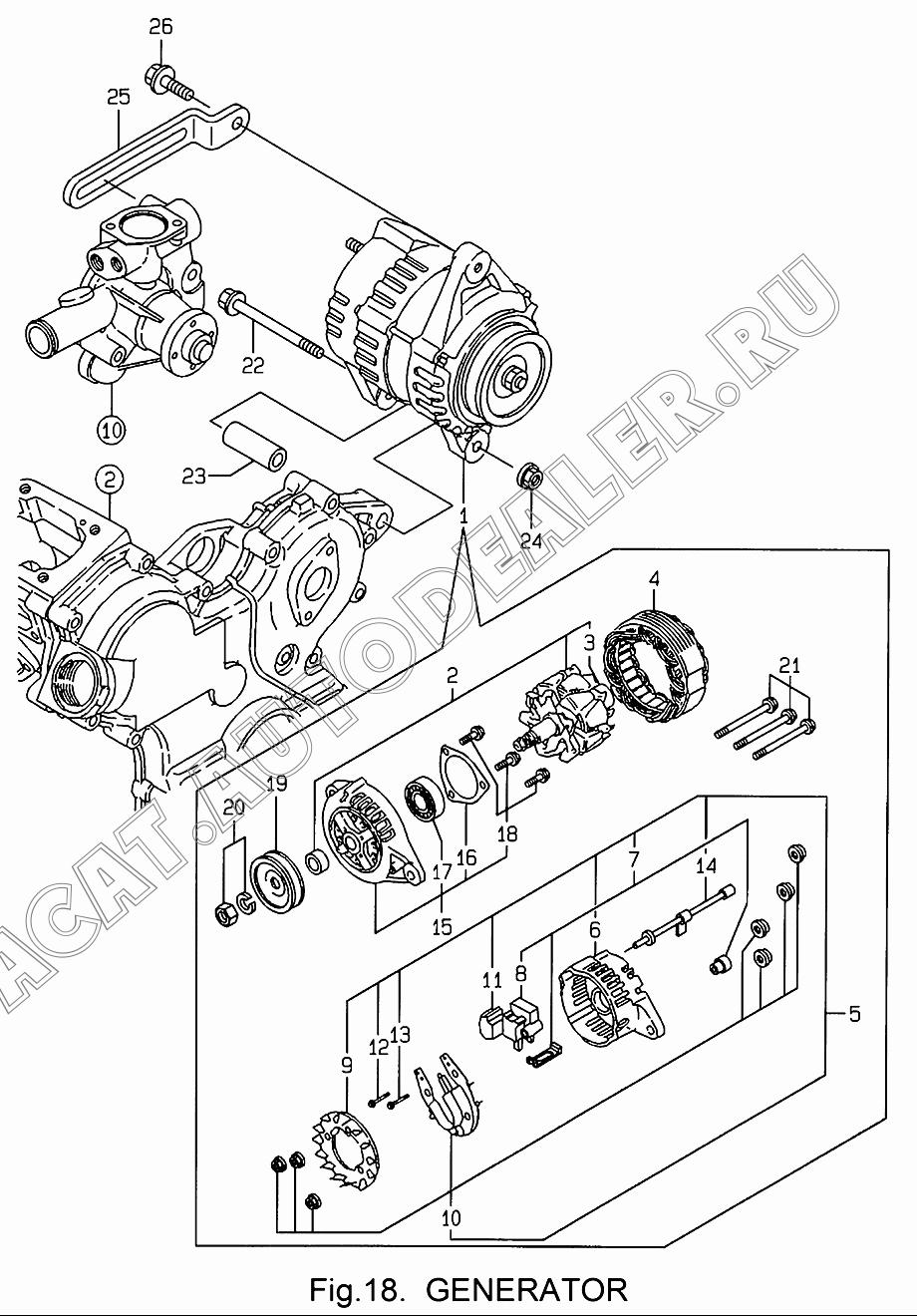 GENERATOR 119836-77200 для Yanmar 3TNE68