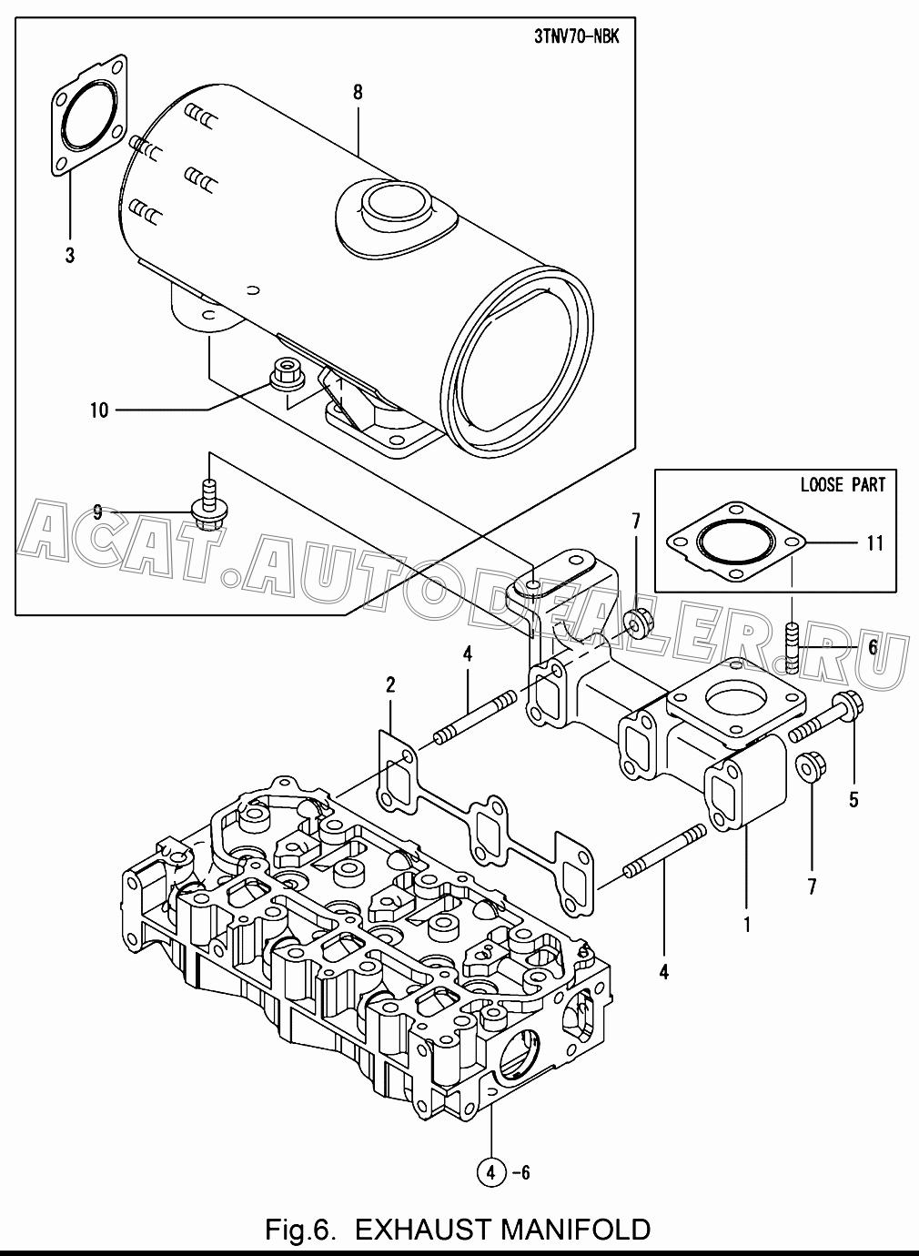 MANIFOLD, EXHAUST 119717-13109 для Yanmar 3TNV70