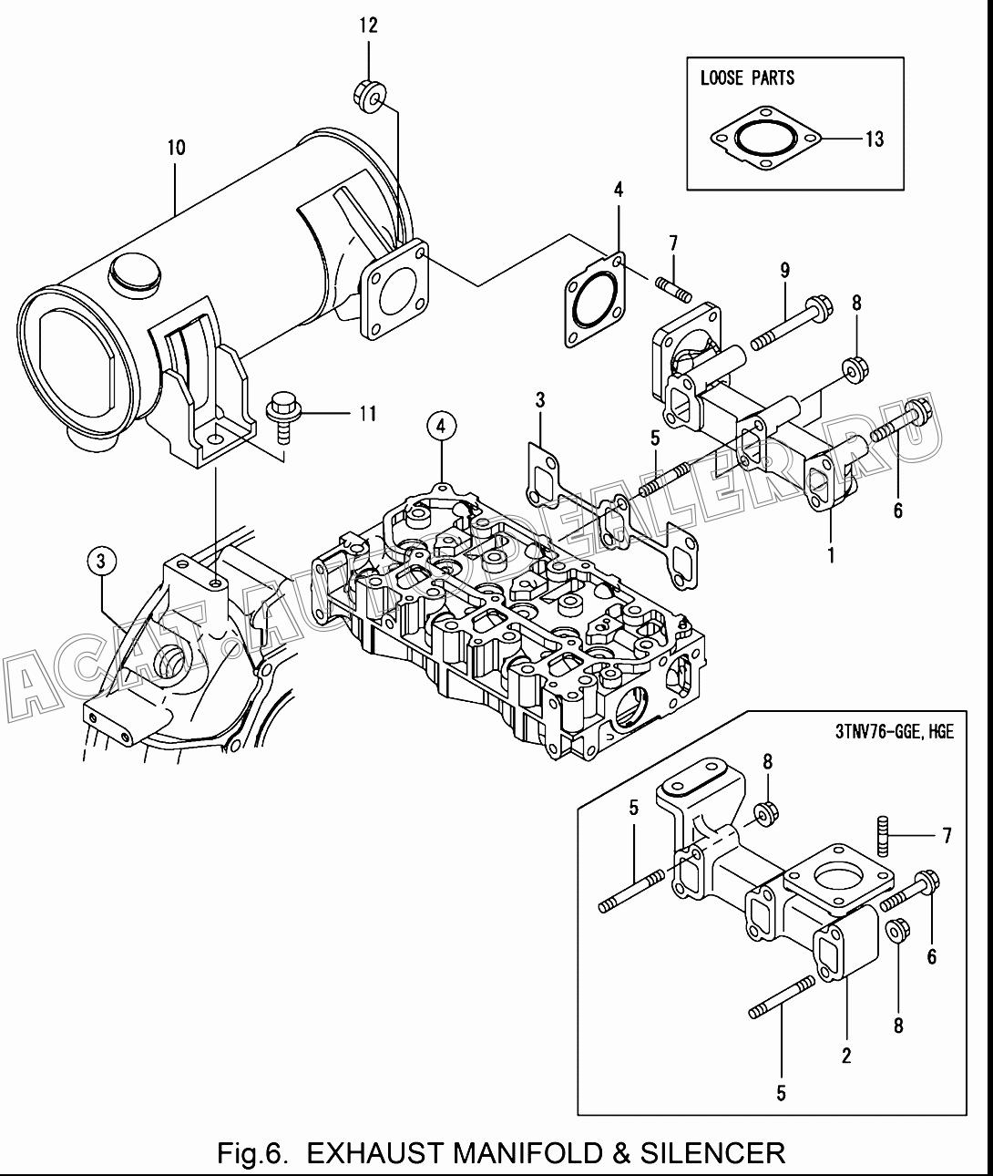 MANIFOLD, EXHAUST 119740-13100 для Yanmar 3TNV76