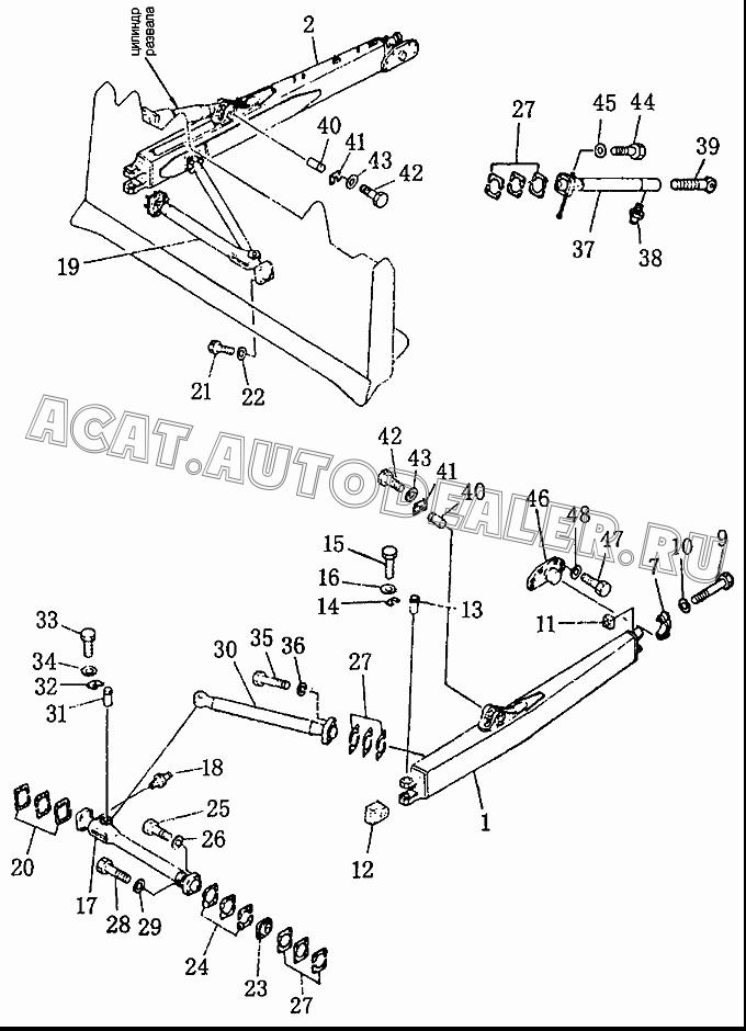 Правый штанговый толкатель 154-71-31164 для Shantui SD22