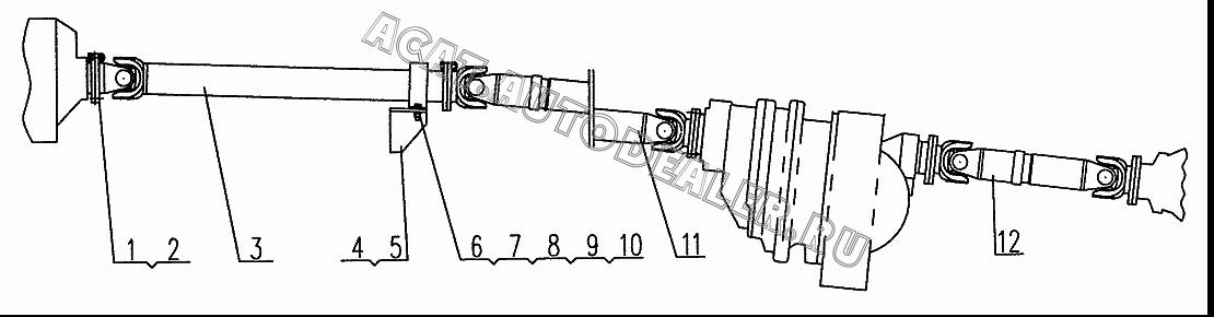 Forepart of transmission shaft XZ35K.53.1 для XCMG XZ16K-XZ50K