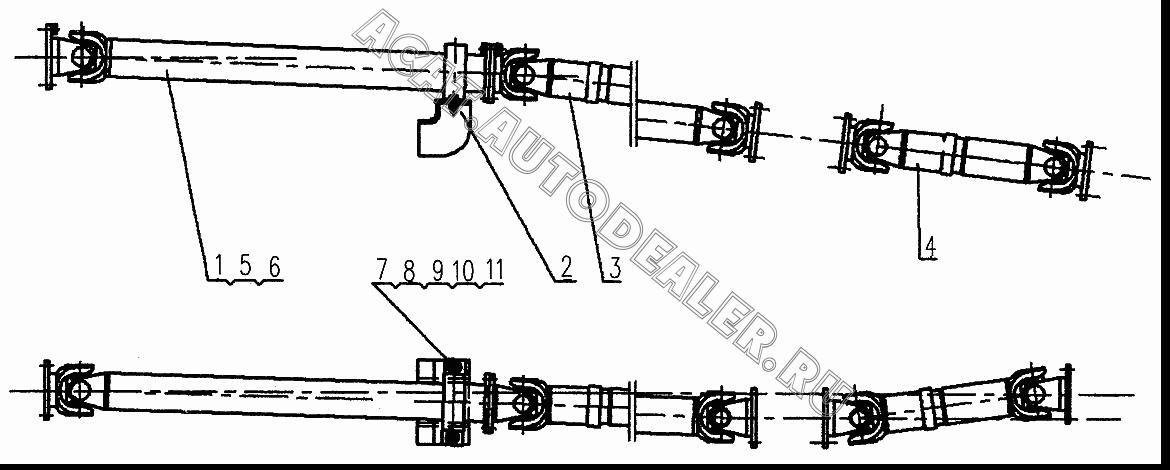 Forepart of transmission shaft XZ50K.53.1A для XCMG XZ16K-XZ50K