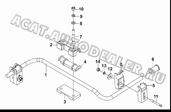 Stabilizer Bar - Engine Auxiliary Suspension 1001211-T0901 для DongFeng DFL 4251A