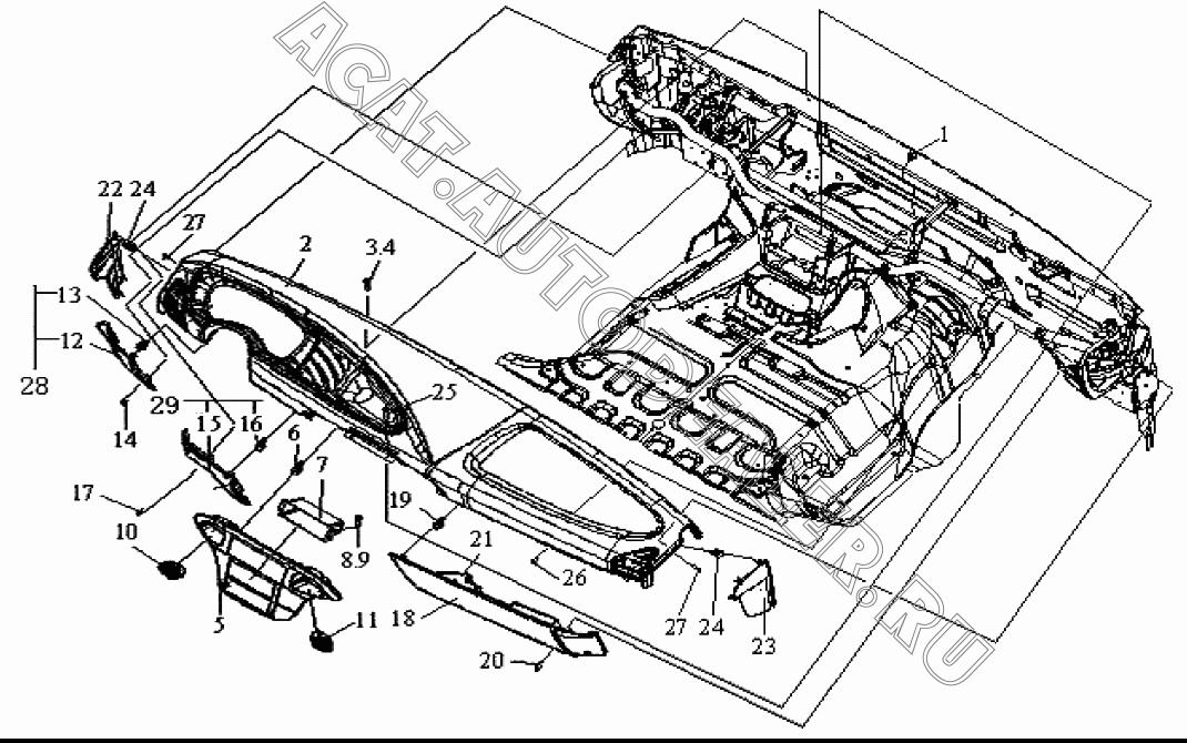 Средняя часть щитка приборов S5310061-SW7 для FAW CA3252