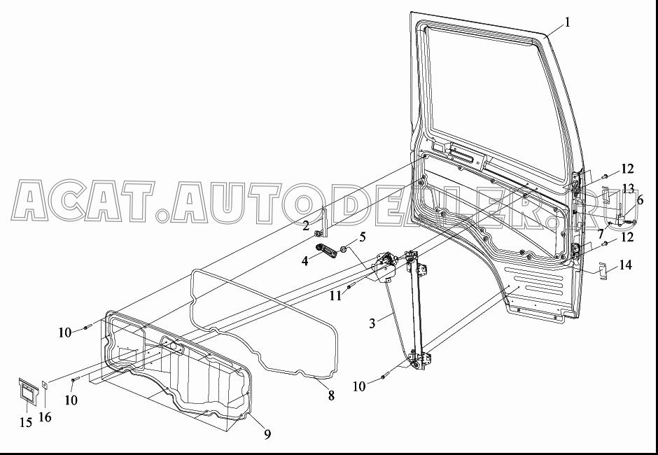 Левая дверь в сборе 6100055E109 для FAW CA3252