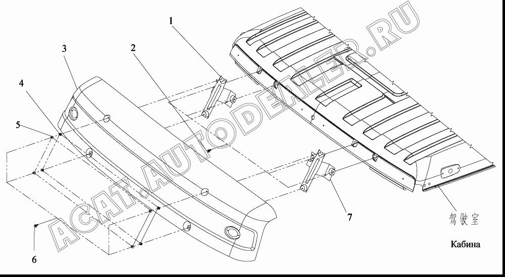 Правый кронштейн козырька 5704030-242 для FAW CA3252