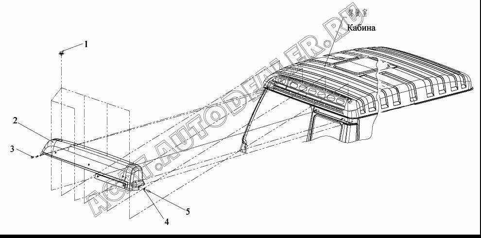 Левый боковой отделочный кожух крыши в сборе 5704015F109 для FAW CA3252