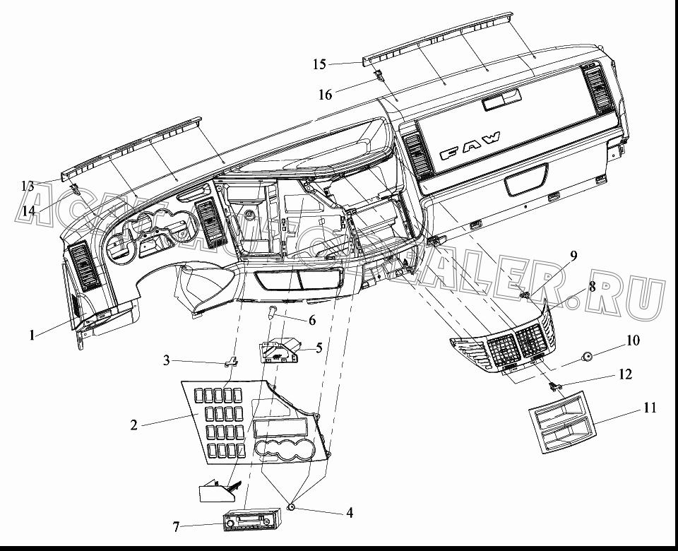 Панель выключателя - приборная панель 5310061-A01 для FAW CA4180