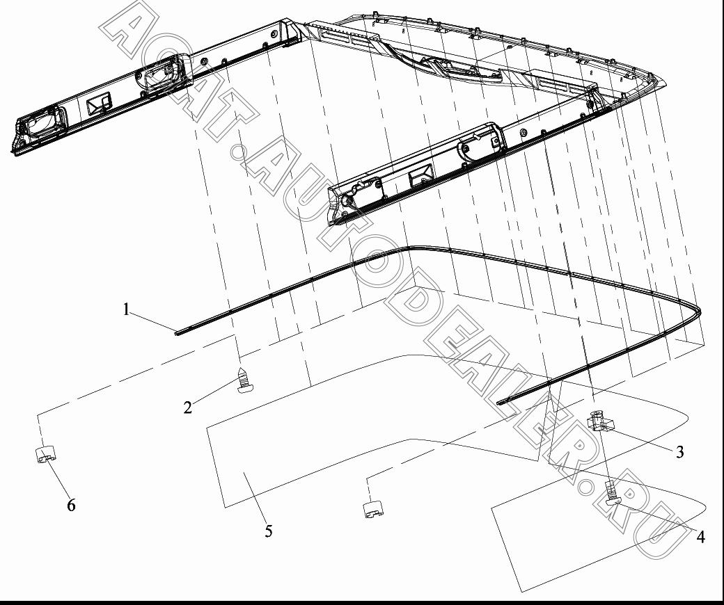 Направляющий рельс левой шторы 5702161-A03 для FAW CA4180