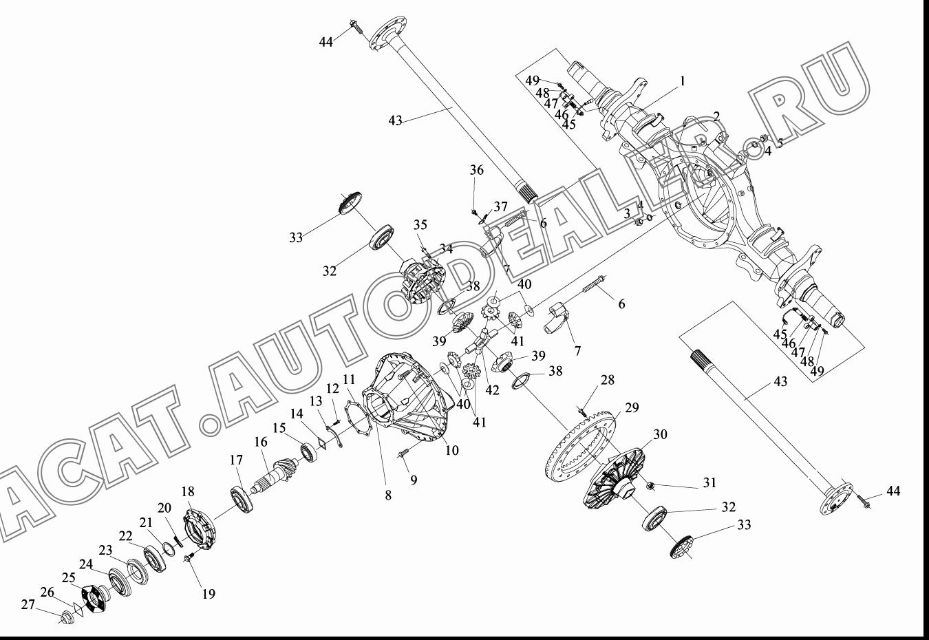 Задний мост в сборе (одноступенчатый i0=4.111) 2400010-55A для FAW CA4180