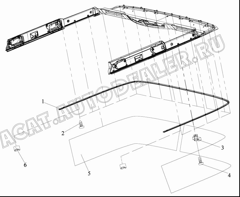 Направляющий рельс левой шторы 5702161-А03 для FAW CA4180