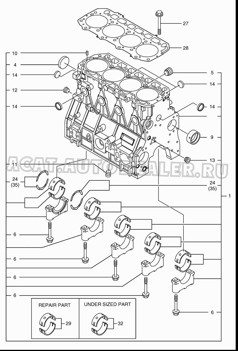 BLOCK ASS'Y;CYLINDER K9006174 для Doosan 450 Plus (Tier-3)