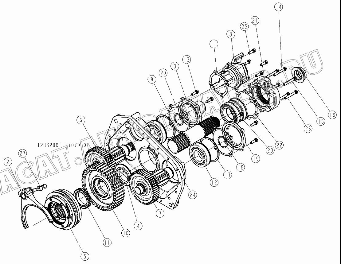 Прокладка JS180-1707156 для Shaanxi SX3255NR384 (6x4), SX3315DR326, SX3315DV326 (8x4)