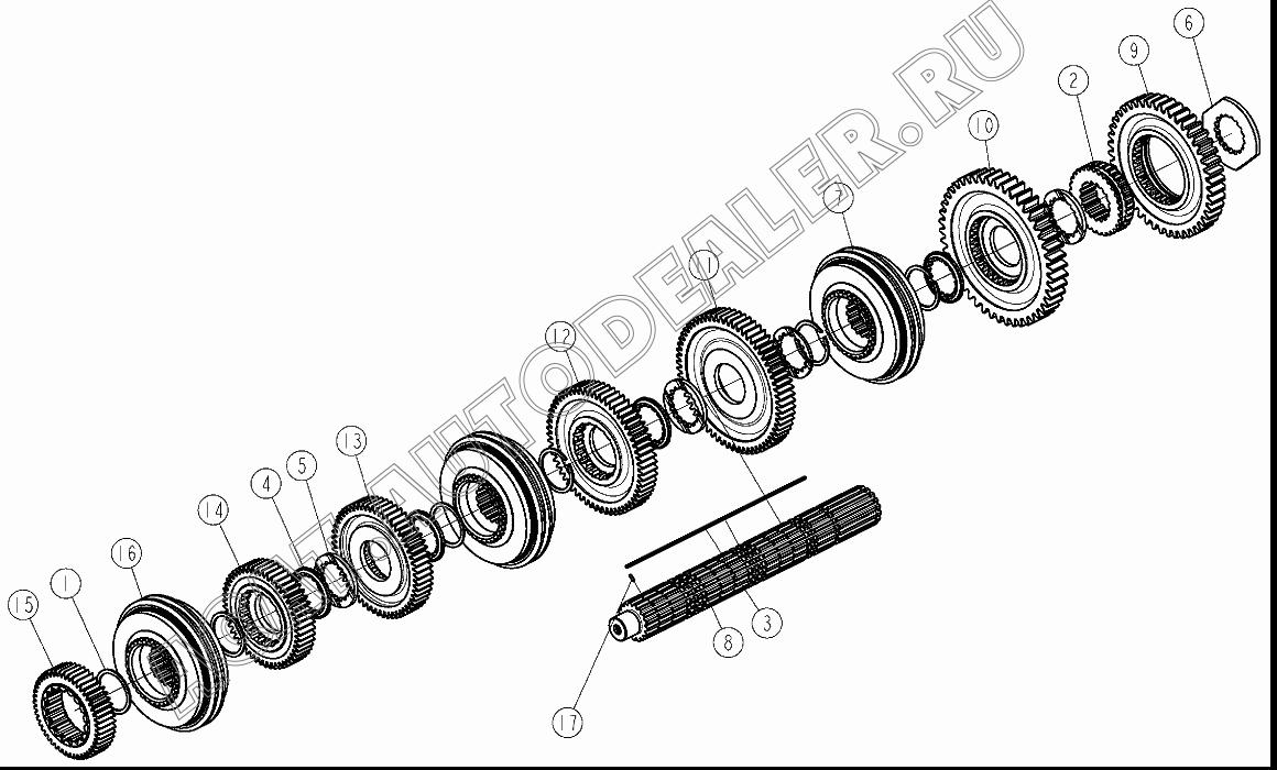 Кольцо стопорное 16763 для Shaanxi SX3255NR384 (6x4), SX3315DR326, SX3315DV326 (8x4)