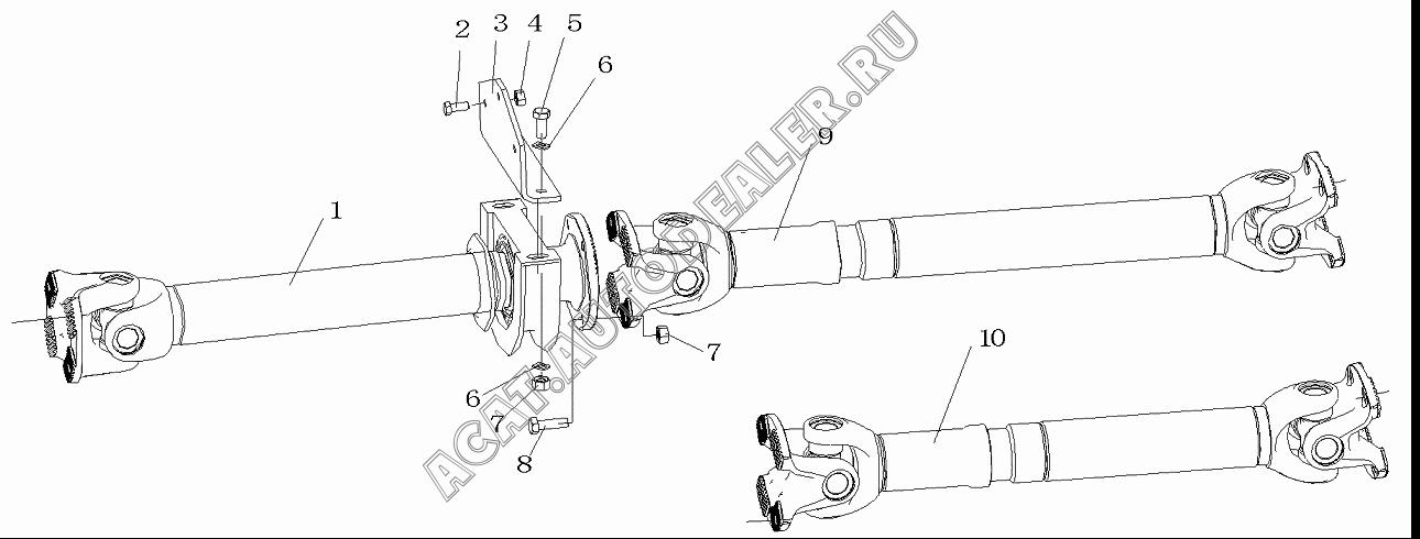 Промежуточный вал SX3315DT326 DZ9112313118 для Shaanxi SX3255NR384 (6x4), SX3315DR326, SX3315DV326 (8x4)