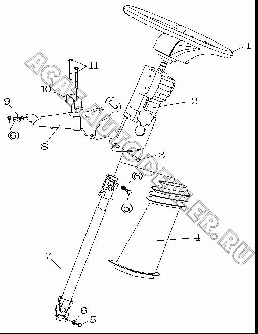 Рулевая колонка в сборе DZ9112470001 для Shaanxi SX3255NR384 (6x4), SX3315DR326, SX3315DV326 (8x4)