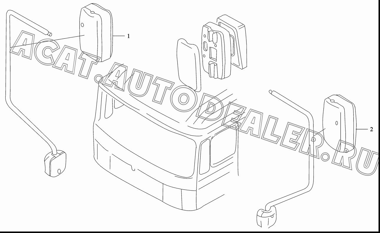 Зеркало заднего вида правое DZ1642770032 для Shaanxi SX3255NR384 (6x4), SX3315DR326, SX3315DV326 (8x4)