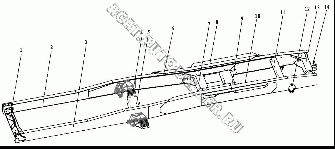 Поперечина передняя в сборе DZ9114510585 для Shaanxi SX4185NT361, SX4185NV361, SX4255NT324, SX4255NV324