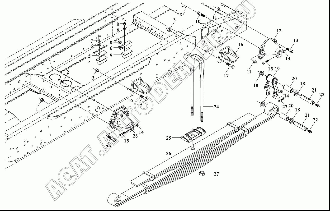 Ограничитель в сборе 199012520011 для Shaanxi SX4185NT361, SX4185NV361, SX4255NT324, SX4255NV324