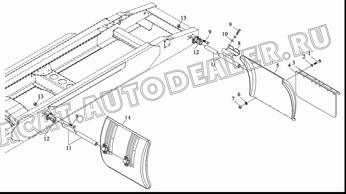 Отводок брызговика DZ9112952068 для Shaanxi SX4185NT361, SX4185NV361, SX4255NT324, SX4255NV324