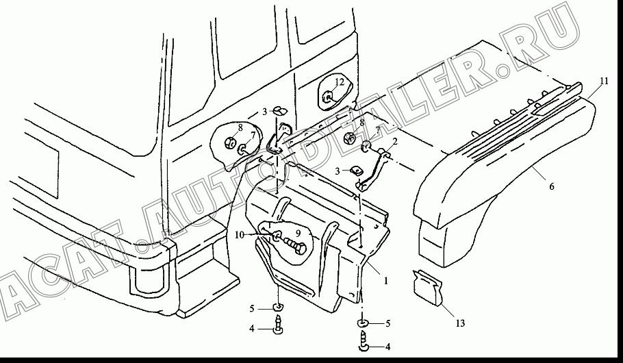 Облицовка крыла левого DZ1640230173 для Shaanxi SX4185NT361, SX4185NV361, SX4255NT324, SX4255NV324