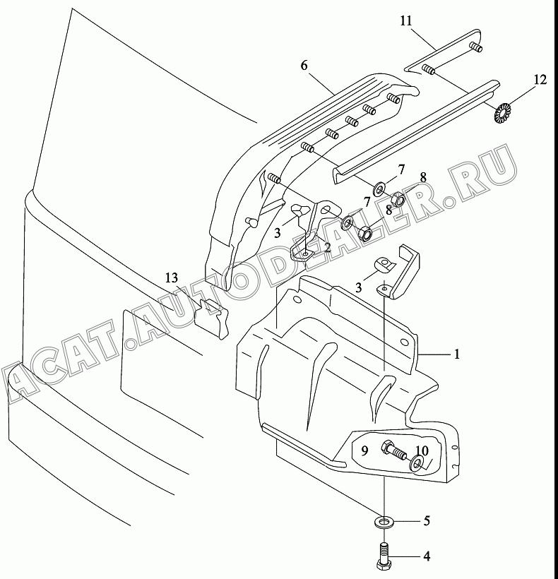 Облицовка крыла правого DZ1640230172 для Shaanxi SX4185NT361, SX4185NV361, SX4255NT324, SX4255NV324