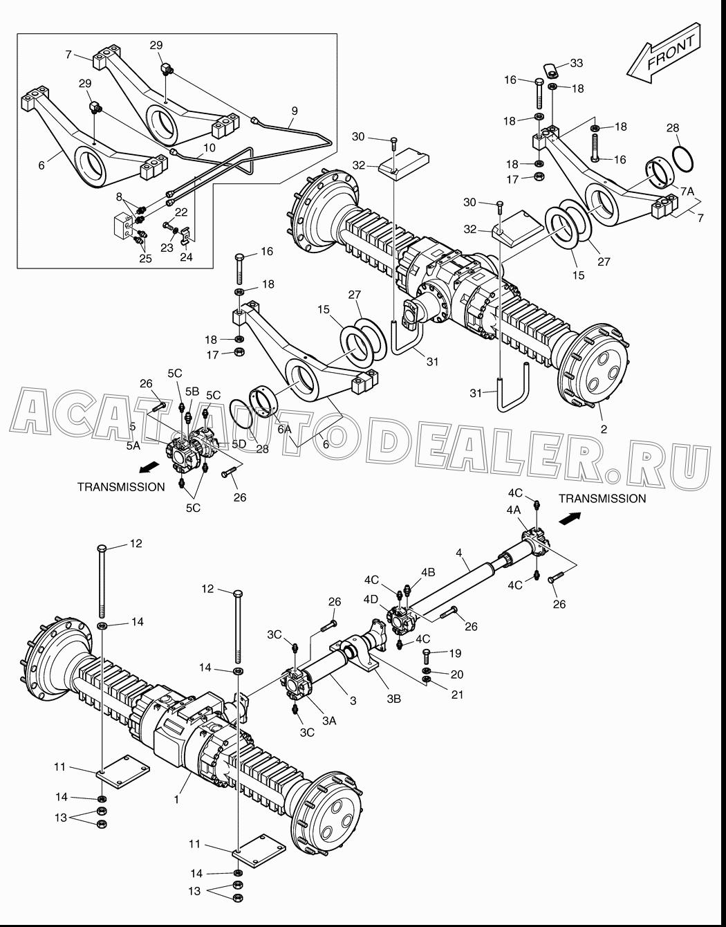 AXLE;FRONT 211-00023A для Doosan DL160