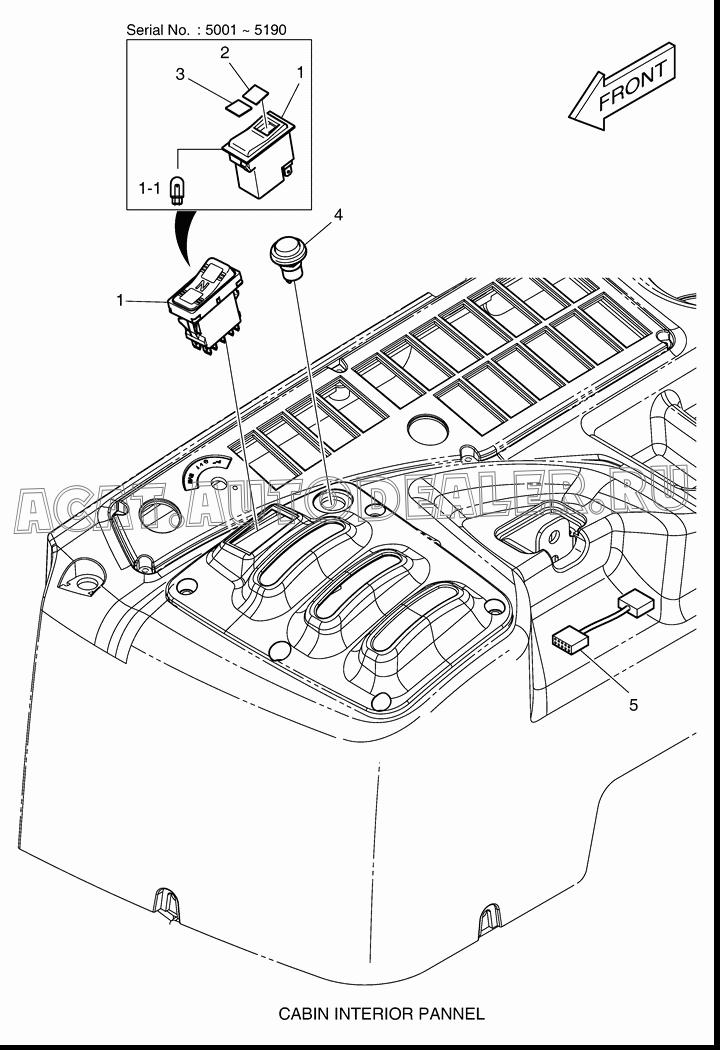 SWITCH;ROCKER K1051707 для Doosan DL200