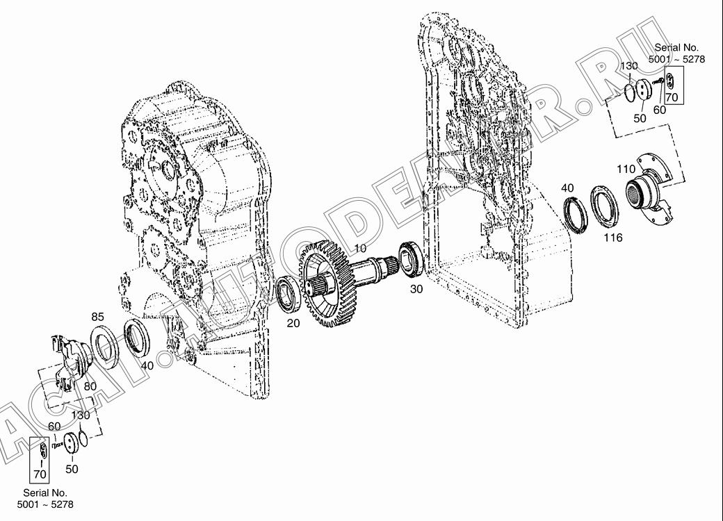 SHAFT;OUTPUT 1.405-00077 для Doosan DL250