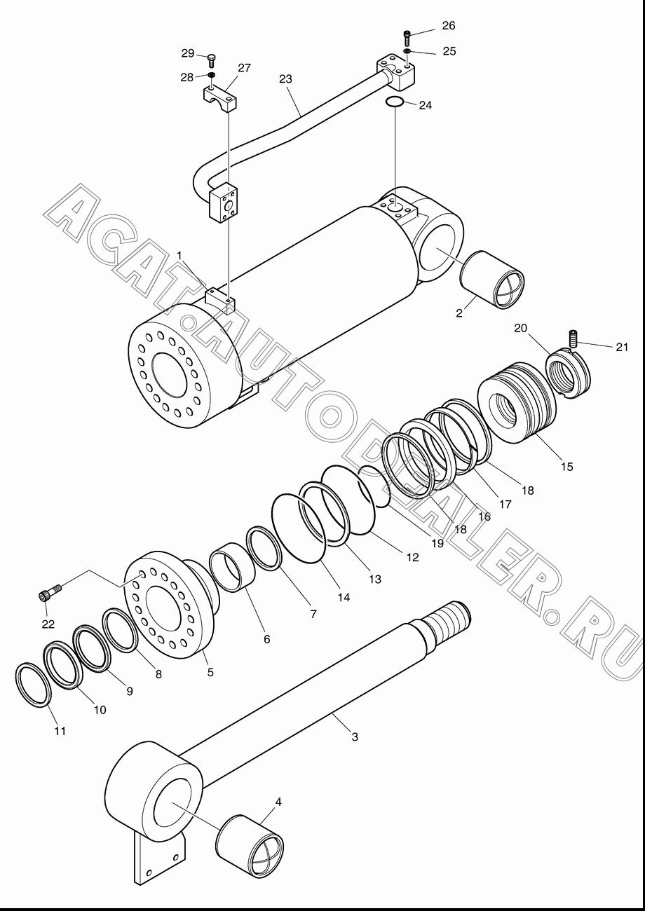 CYLINDER;BUCKET K1027680A для Doosan DL350