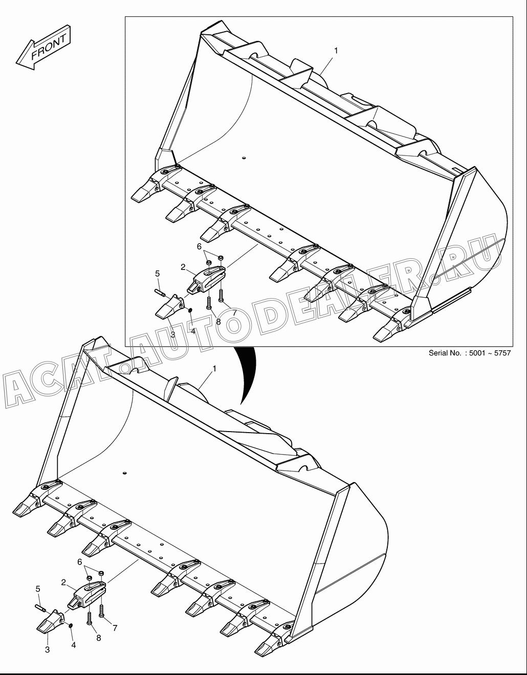 BUCKET K1002913A для Doosan DL400