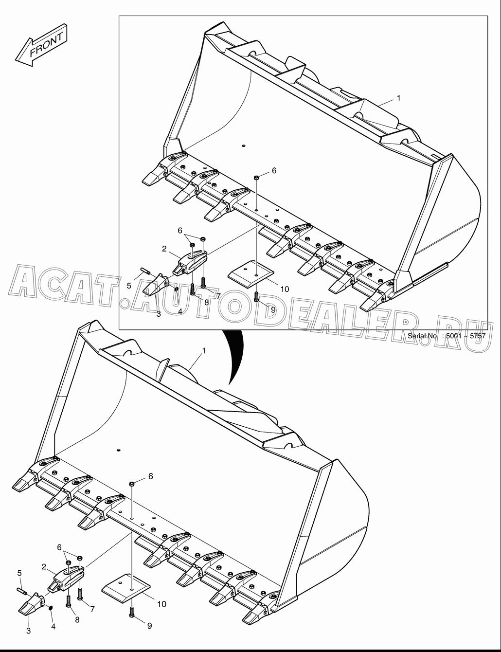 BUCKET- 3.9m3 - TOOTH K1003656B для Doosan DL400