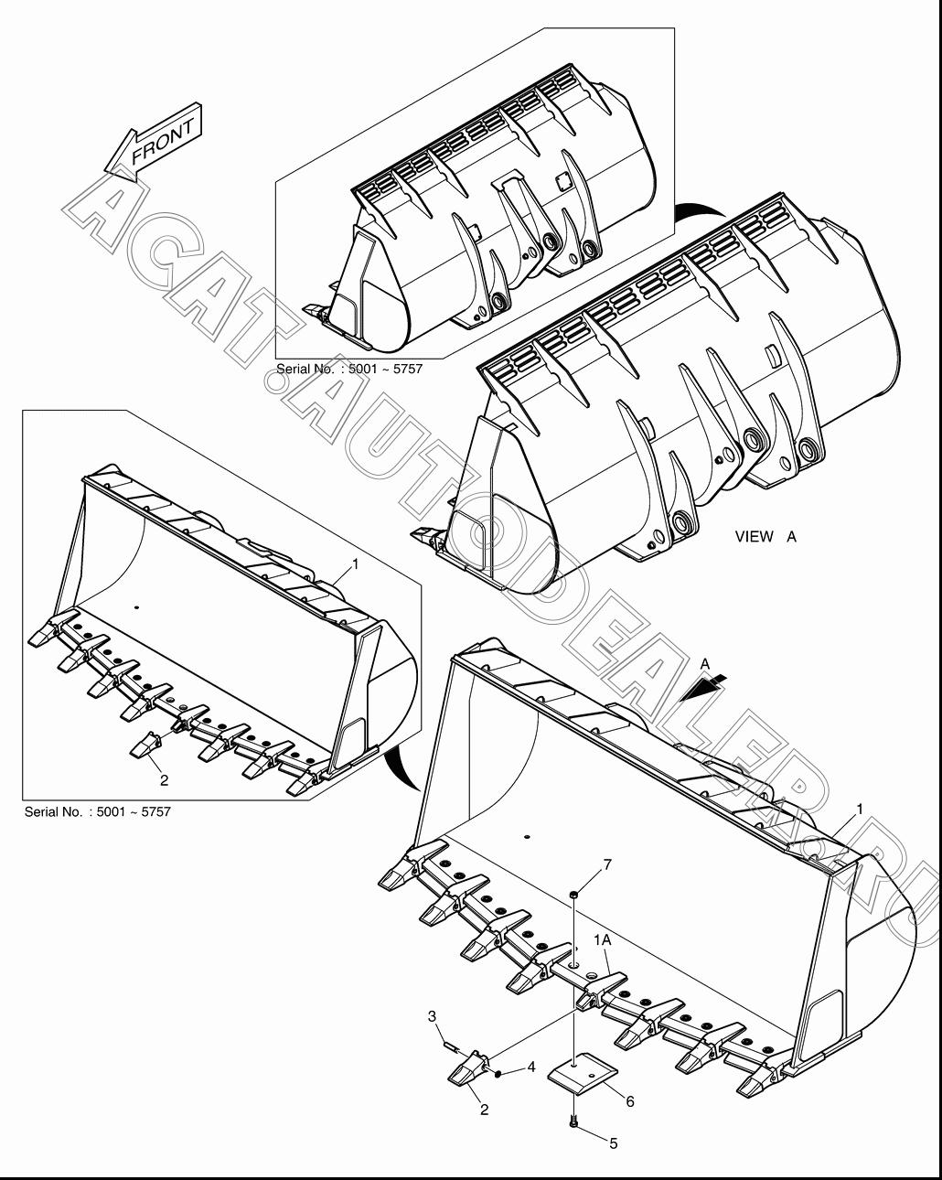 BUCKET;V-TYPE(3.5?) K1016586A для Doosan DL400