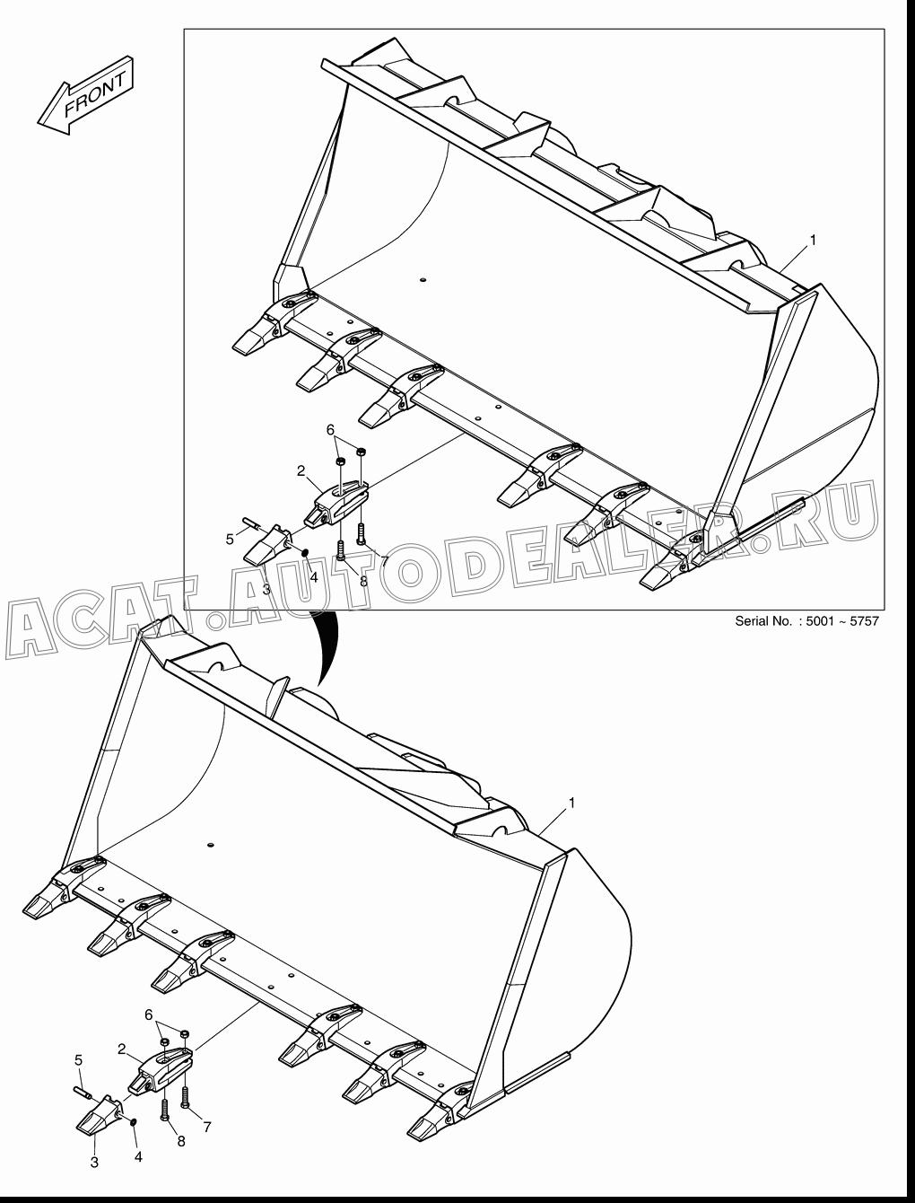 BUCKET ASS'Y-3.7m3 K1018883A для Doosan DL400