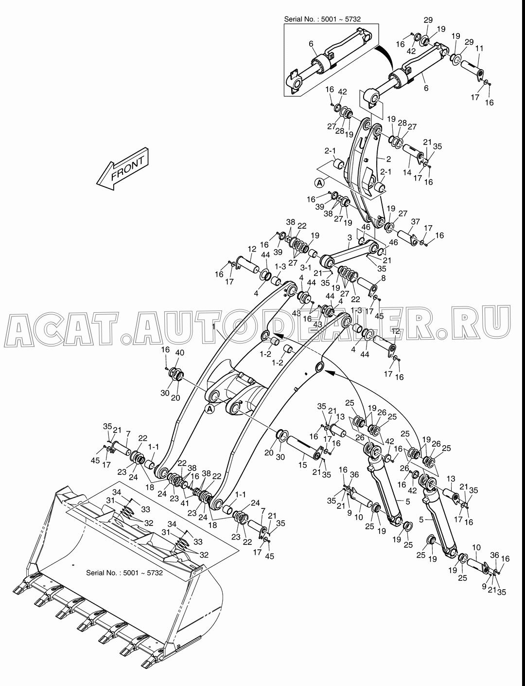 LIFT ARM ASS'Y K1037428B для Doosan DL400