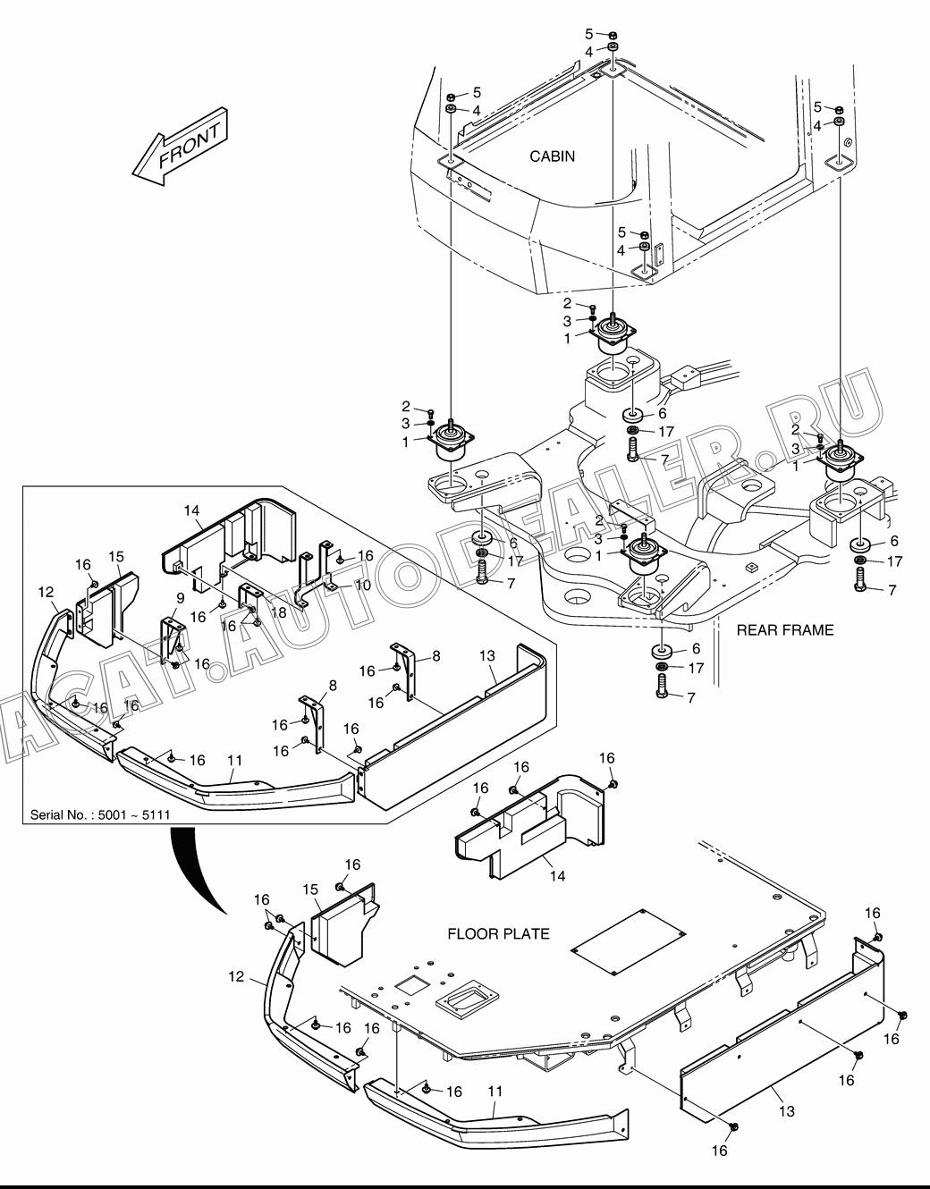 COVER(L.H) K1050731 для Doosan DL500