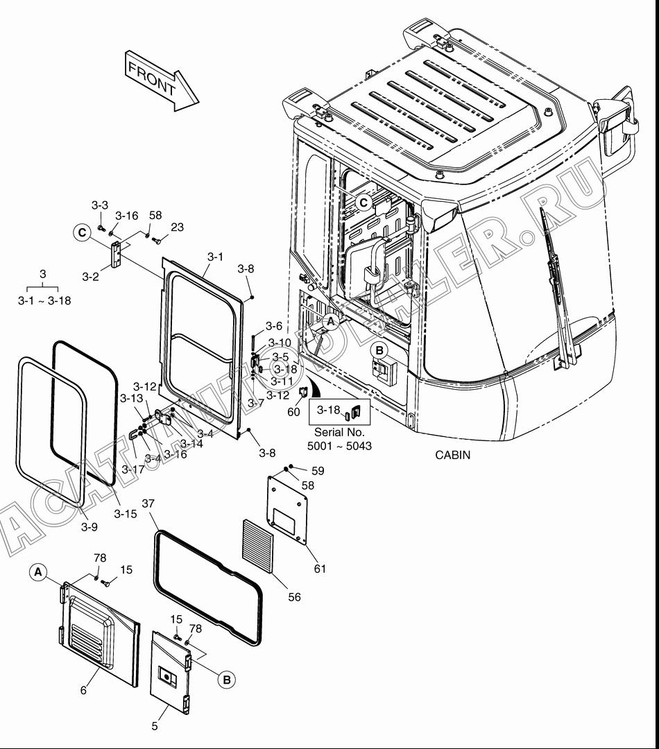 REAR COVER ASS'Y (R.H) K1005946B для Doosan DL500