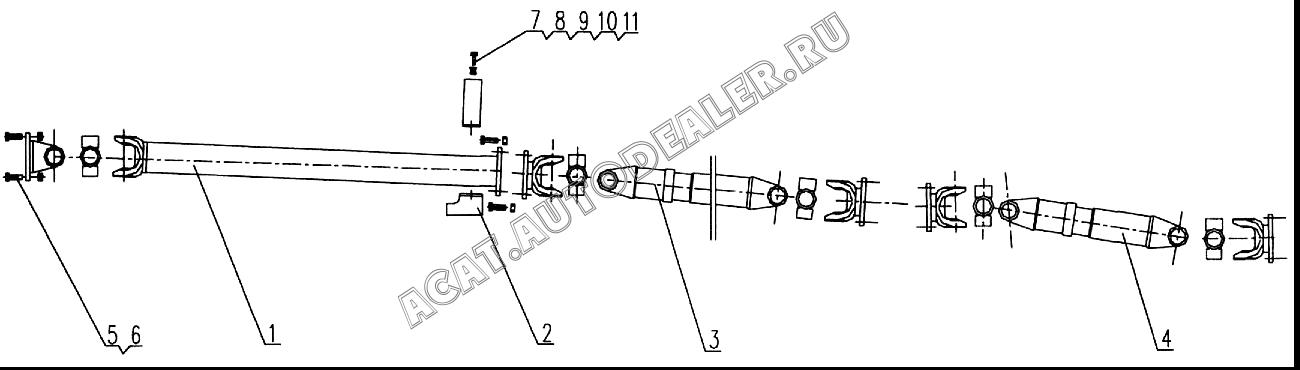 Forepart of transmission shaft XZ50K.53II.1 для XCMG XZ50K