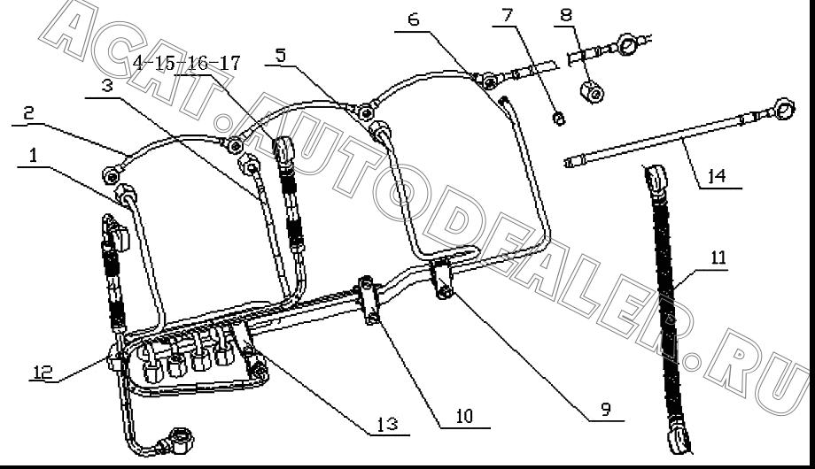 NO.1 CYLINDER HIGH-PRESSURE PIPE D30-11041A0 4110000560180 для SDLG LG918