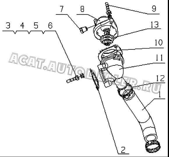 WATER RETURN HOSE D30-1303016A 4110000560188 для SDLG LG918