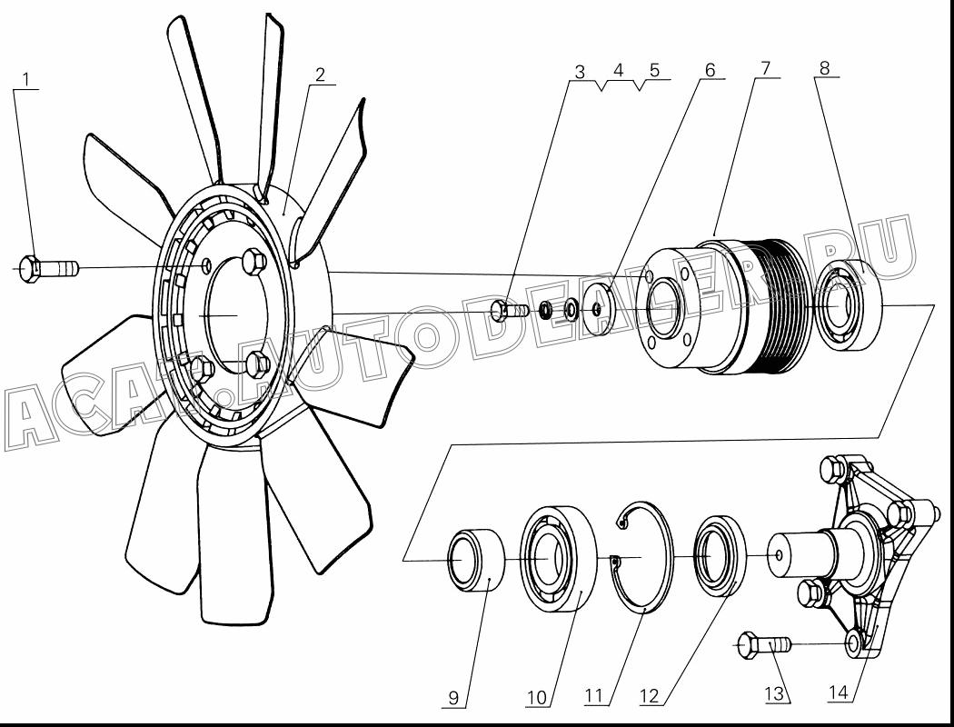 Fan parts 6105Q-1308010B, C для Yuchai YC4D