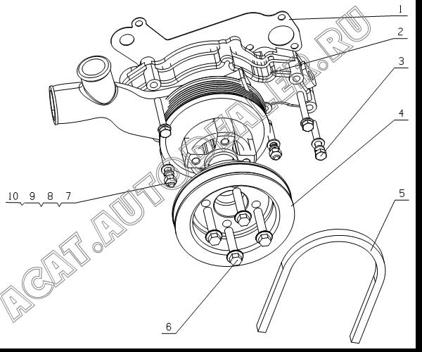 Water pump parts E2100-1307020C для Yuchai YC4E140-30