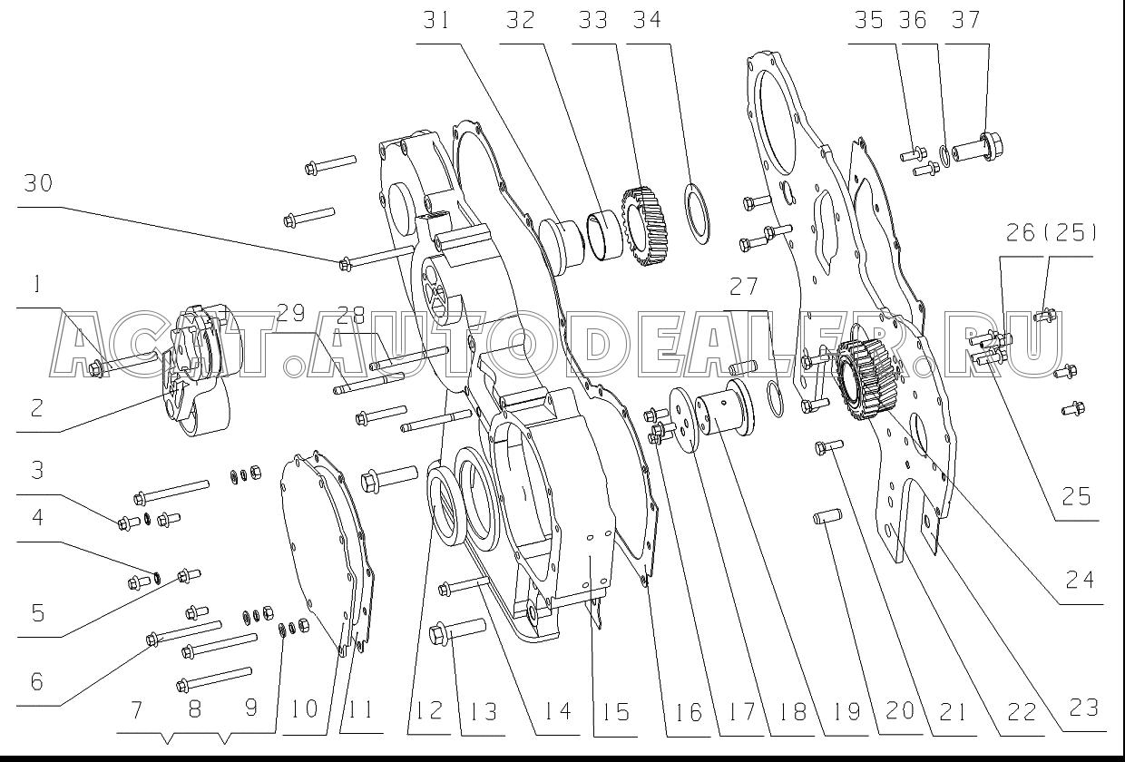 Fuel injection pump gear cover J56QA-1002250 для Yuchai YC6J245-30