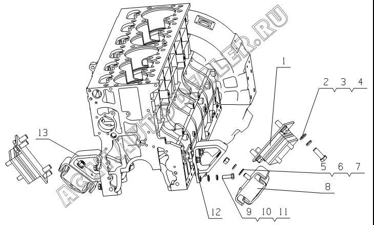 Rear suspending mat assembly 173E-1001060 для Yuchai YC6L260-30